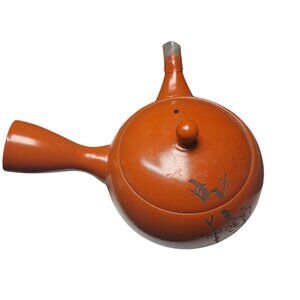 Japanese Teapot Orange Strainer Small Loose Leaf Hot Steeper Carved Etched